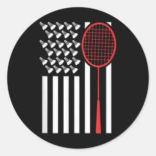 American Flag With Shuttles Funny Badminton T Shir Classic Round Sticker