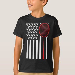 American Flag With Shuttles Funny Badminton T Shir T-Shirt