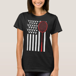 American Flag With Shuttles Funny Badminton T Shir T-Shirt