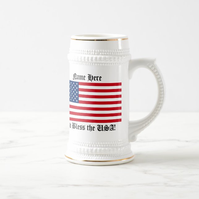 American Flag with Text/Name Beer Stein (Right)