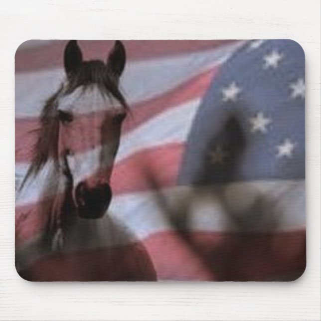 American Flag with Wild Horse Mouse Pad (Front)