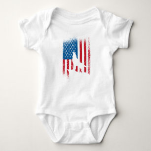 American flag wolf design for wolf lovers  baby bodysuit