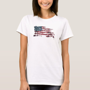 American Flag Women USA Star Stripes Fourth July T-Shirt