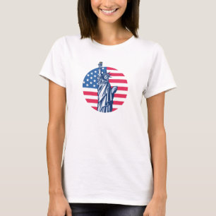 American Flag Women USA Star Stripes Fourth July T-Shirt