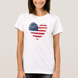 American Flag Women USA Star Stripes Fourth July T-Shirt