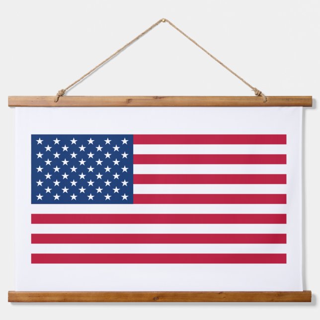 American Flag Wood Topped Wall Tapestry (Front)