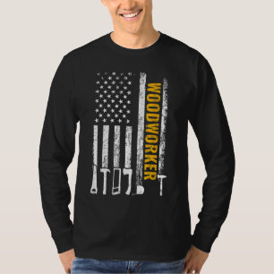 American Flag Woodworker carpenter funny woodworki T-Shirt