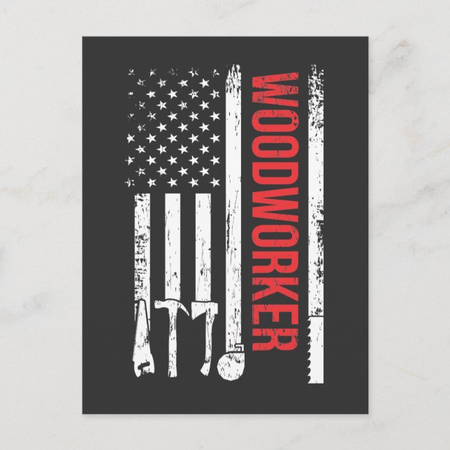 American Flag Woodworker Carpenter Tools Craftsman Postcard (Front)