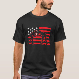 American Flag Wrestling Wrestler Wrestling Fan 4 T-Shirt