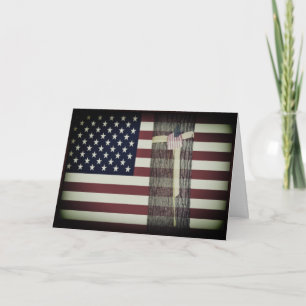 American Flag/Yellow Ribbon Military Greeting Card