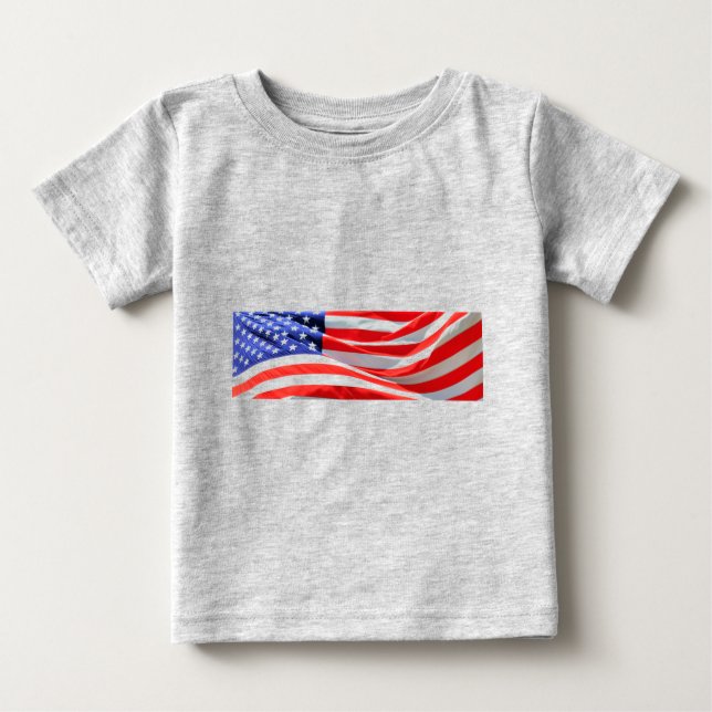 American Flag, you can add text and upload photos Baby T-Shirt (Front)