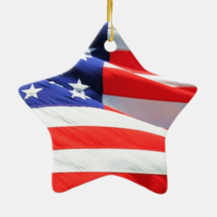 American Flag, you can add text and upload photos Ceramic Tree Decoration