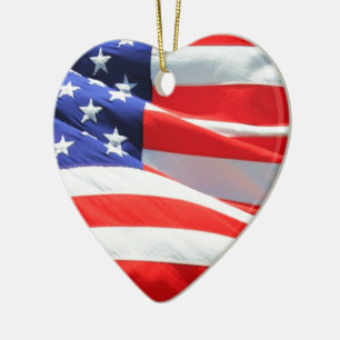 American Flag, you can add text and upload photos Ceramic Tree Decoration