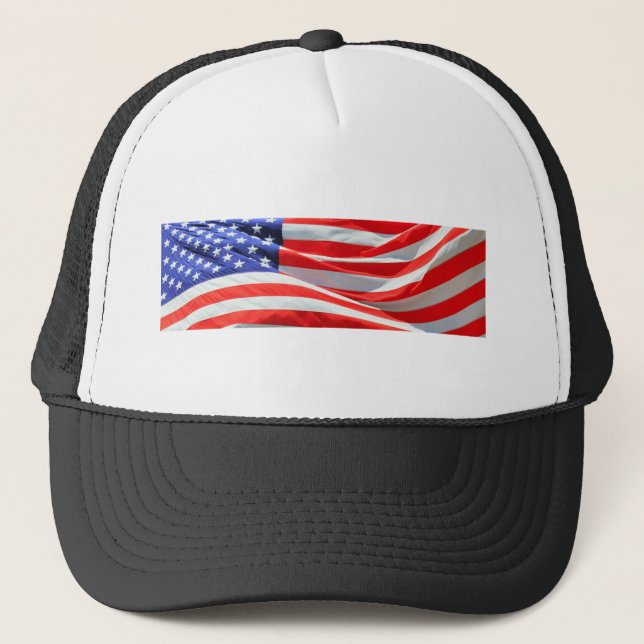 American Flag, you can add text and upload photos Trucker Hat (Front)