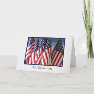 American Flags,  Clouds, Veterans Day Patriotic Card