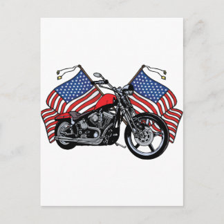 American Flags Motorcycle Postcard