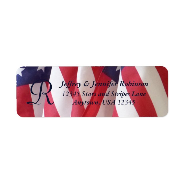 American Flags Name and Address Label Monogram (Front)