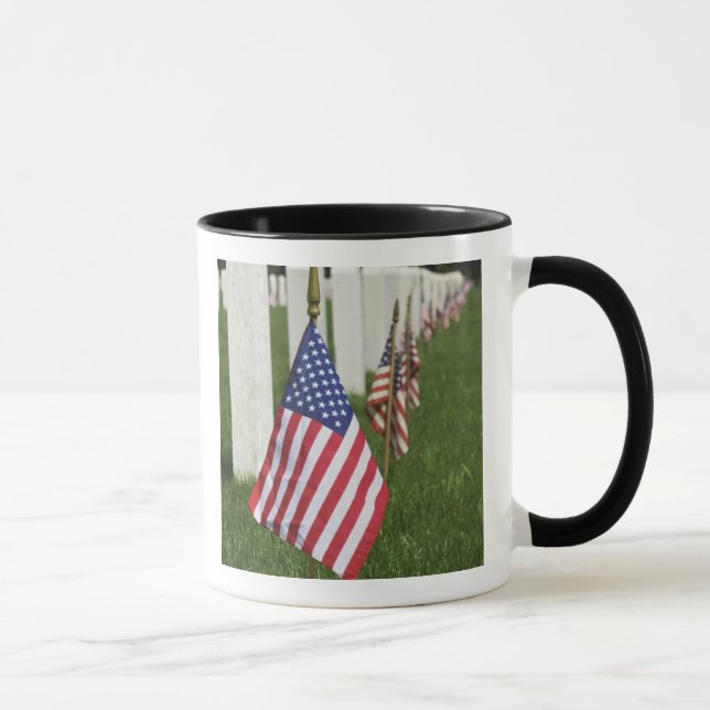 American flags on tombs of American Veterans on 2 Mug (Right)