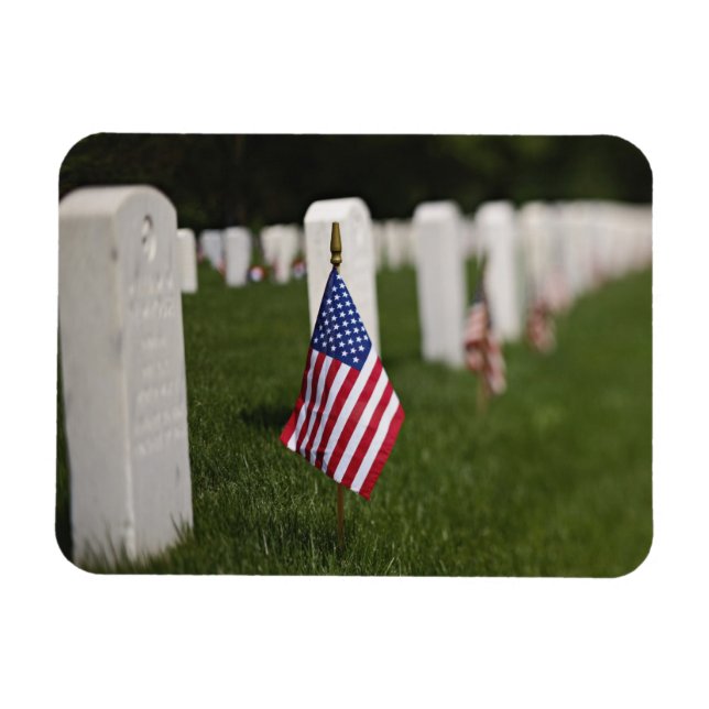 American flags on tombs of American Veterans on Magnet (Horizontal)
