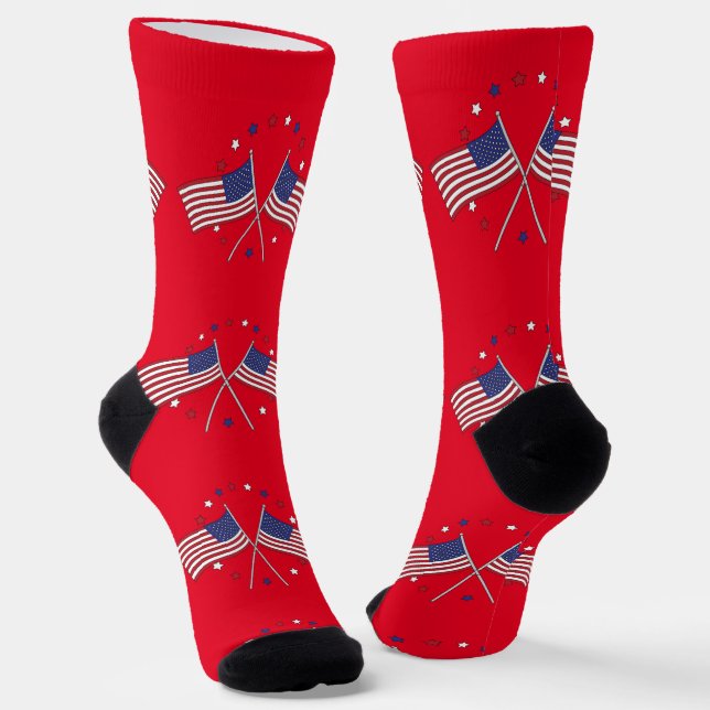 American Flags Thunder_Cove Patriotic 4th of July Socks (Angled)