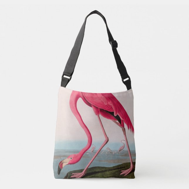 American Flamingo Birds of America Audubon Print Crossbody Bag (Front)