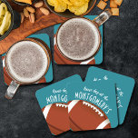 American Football Aqua Square Paper Coaster<br><div class="desc">Customisable paper coasters feature an American football on aqua and the words "It's Game Day!" along with your last name. MORE colours and matching items in our store.</div>