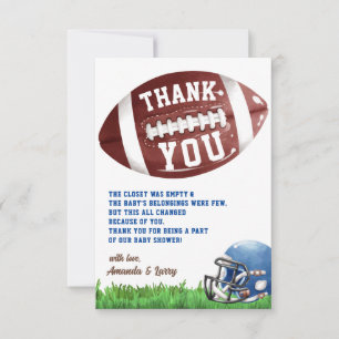 American Football Baby Shower Thank You Card