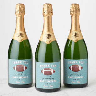 American Football Baby Shower Thank You Sparkling Wine Label