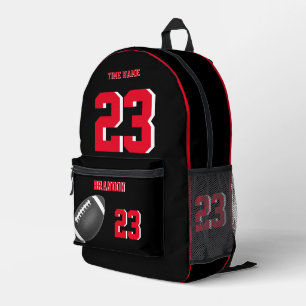 American Football ball backpack black red 1