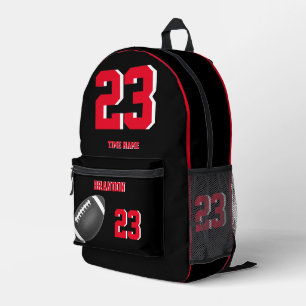 American Football ball backpack black red 2