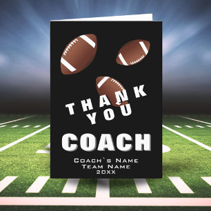 American Football Ball Black Thank you Coach Card