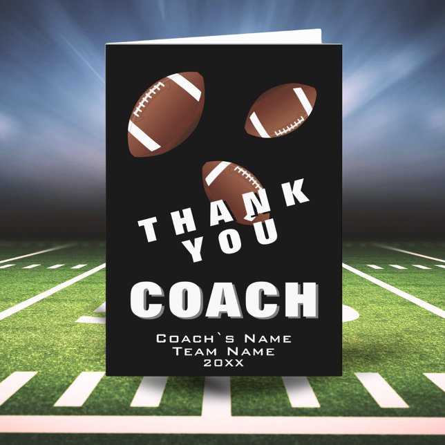 American Football Ball Black Thank you Coach Card (Creator Uploaded)