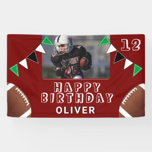 American Football Ball Flags Photo Birthday Party Banner