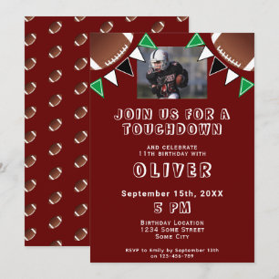 American Football Ball Flags Photo Birthday Party Invitation