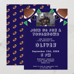 American Football Ball Flags Photo Birthday Party Invitation