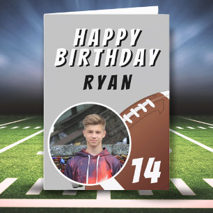 American Football Ball Photo Happy Birthday Thank You Card