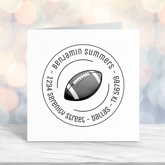 American Football Ball Round Address Self-inking Stamp (Creator Uploaded)