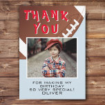 American Football Ball Sports Kids Birthday Photo  Thank You Card<br><div class="desc">American Football Ball Sports Kids Birthday Photo Thank You Card. Football themed birthday thank you card with a thank you message,  child`s name,  child`s photo and football balls. Personalise this football card with your name and your child`s photo. Great for kids who love football and sports.</div>