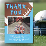 American Football Ball Sports Kids Birthday Photo  Thank You Card<br><div class="desc">American Football Ball Sports Kids Birthday Photo Thank You Card. Football themed birthday thank you card with a thank you message,  child`s name,  child`s photo and football balls. Personalise this football card with your name and your child`s photo. Great for kids who love football and sports.</div>