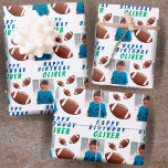 American Football Ball Sports Kids Birthday Photo Wrapping Paper Sheet<br><div class="desc">American Football Ball Sports Kids Birthday Photo Wrapping Paper Sheets. Football-themed birthday wrapping paper with name,  photo and football balls. Great for kids who love football and sports.</div>