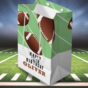 American Football Balls Fun Kids Haqppy Birthday  Medium Gift Bag