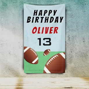 American Football Balls Happy Birthday Party Banner
