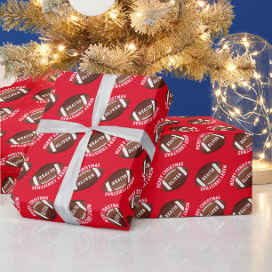 American Football Balls Name Red Christmas Wrapping Paper