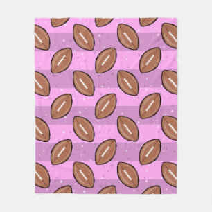 American Football Balls - Pattern on Pink  Fleece Blanket