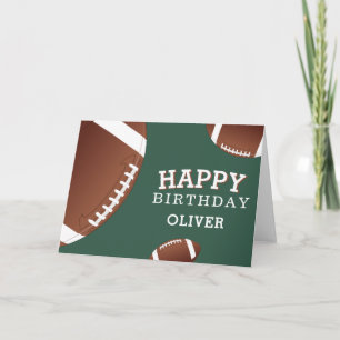 American Football Balls Sports Happy Birthday Kids Card