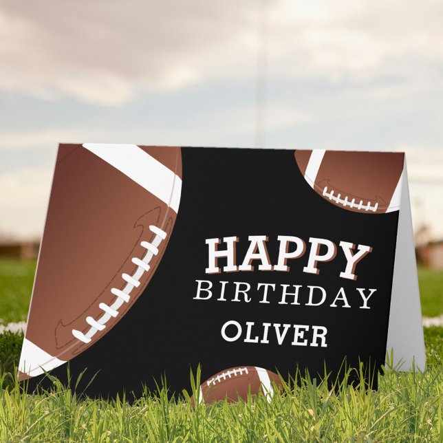 American Football Balls Sports Happy Birthday Kids Card (Creator Uploaded)