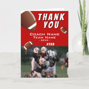 American Football Balls Thank you Coach Photo Card