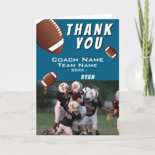 American Football Balls Thank you Coach Photo Card