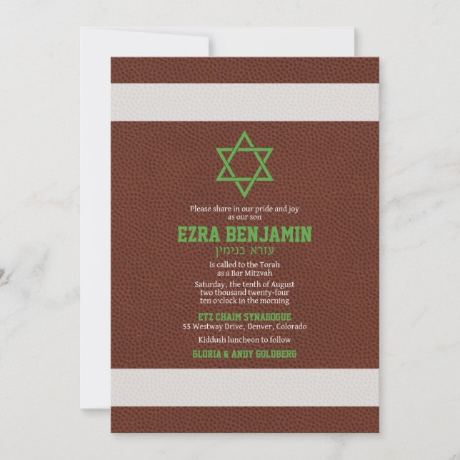 American Football Bar Mitzvah Invitation (Front)