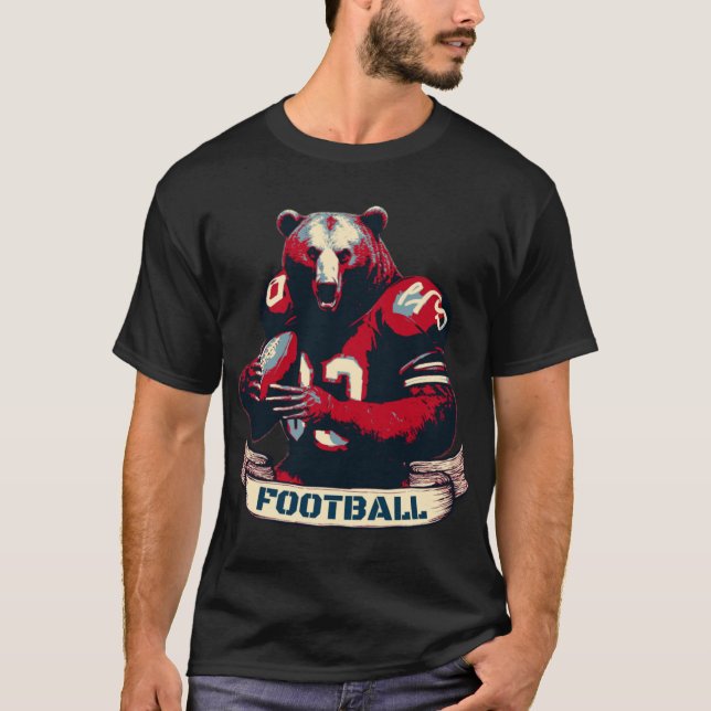 American Football Bear Vintage   T-Shirt (Front)